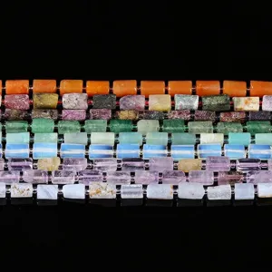 Perles de pierre cylindriques en cristal naturel pour la fabrication de bijoux DIY créatifs