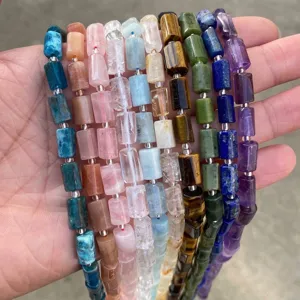 Perles en tube de pierre de cristal facettées pour la création de bijoux DIY artisanat