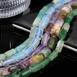 Perles en tube facetté en cristal de pierre naturelle pour la création de bijoux DIY