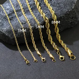 Edelstahl Seilkette Halskette Für Herren Damen Hip Hop Twist Kette Galvanisiert Gold Silber Schmuck Street Style Choker