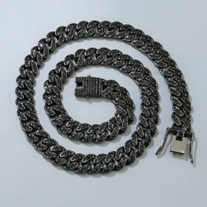 Hip Hop Zinklegierung Panzerkette Halskette Für Herren Damen Iced Out Strass Kette Heavy Punk Streetwear Schmuck Schwarz Gold Silber
