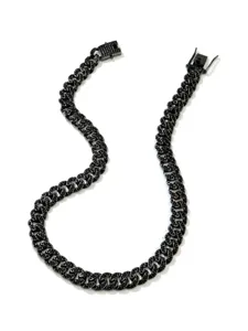13mm schwarze Iced Out Cuban Link Kette mit schwarzen Strasssteinen für Hip-Hop-Stil