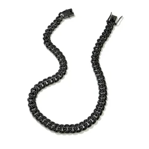 Hip-Hop 13mm schwarze, eisige kubanische Gliederkette mit glänzendem Strass-Finish