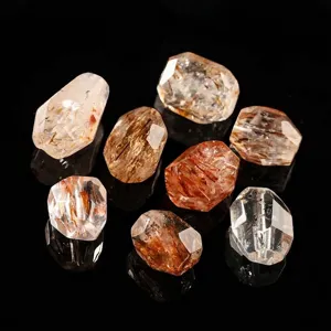 7A Natürlicher Schwarzer Gold Super Seven Quarz Unregelmäßige Lose Perlen Facettierte Rutil Einschlüsse DIY Schmuckherstellung