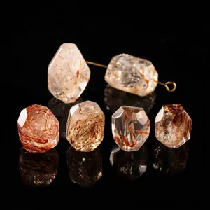 7A natürliche Super Seven Rutilquarz facettierte unregelmäßige lose Perlen für DIY-Schmuck