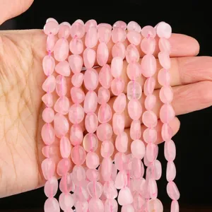 Cuentas Sueltas de Cuarzo Rosa Natural Cuentas de Piedra de Cristal Rosa Claro Rodadas Irregulares para Hacer Joyas DIY Accesorios de Pulsera y Collar