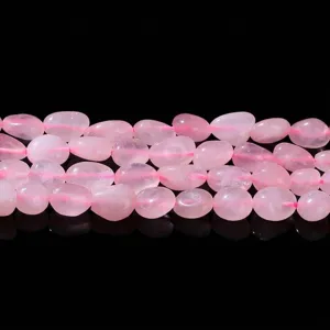 Cuentas de cuarzo rosa natural de forma irregular para accesorios de joyería DIY