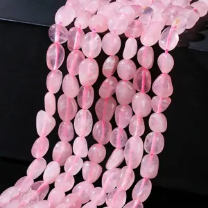 Cuentas de cuarzo rosa natural irregulares para creación de joyas artesanales hechas a mano