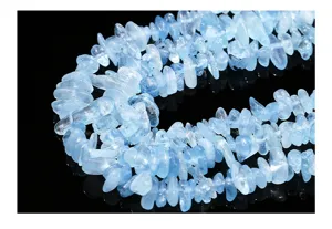 Macro shot of natural aquamarine chip beads for DIY jewelry making accessories