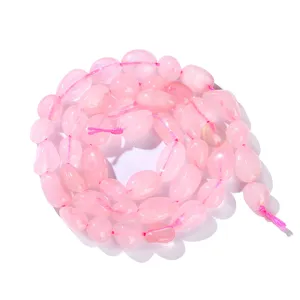 Cuentas de cuarzo rosa natural de forma irregular para creación de joyas y manualidades