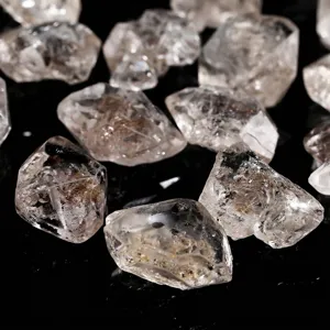 Φυσικό Διαμάντι Herkimer Ακατέργαστη Πέτρα Χάντρες Ακανόνιστο Μαύρο Κρύσταλλο Herkimer για Αξεσουάρ Κατασκευής Κοσμημάτων DIY Δώρο