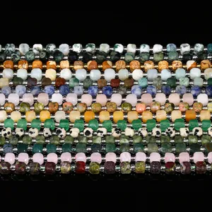 Perles carrées en cristal naturel et agate, pierres en forme de sucre 6-8mm pour bijoux DIY