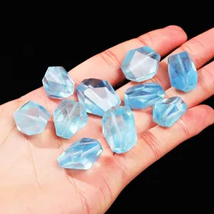 Natural blue aquamarine irregular faceted beads for DIY jewelry making accessories