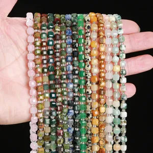 Perles carrées en cristal naturel et agate pour la création de bijoux DIY