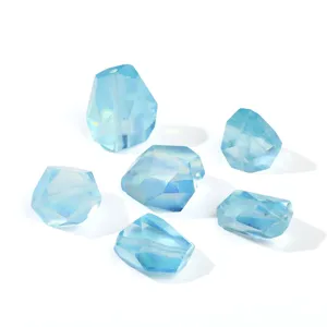 Natural blue faceted aquamarine irregular beads for DIY jewelry making