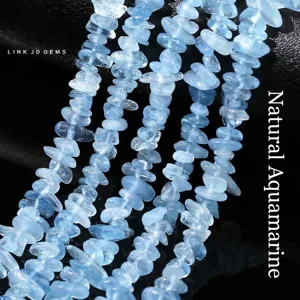 Natural Aquamarine Irregular Chips Loose Beads Polished Semi-Precious Stone Beads For DIY Jewelry Making Bracelet Necklace Accessories