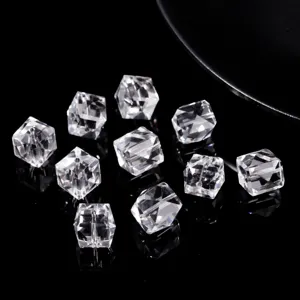 Natural Clear Quartz Crystal Faceted Cube Loose Beads Single Piece DIY Jewelry Accessories Faceted Square Crystal Beads