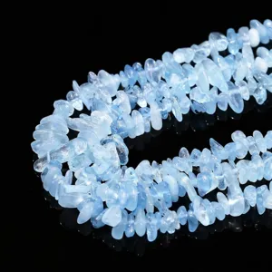 Premium natural light blue aquamarine irregular chip beads for DIY jewelry making