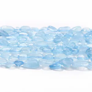 Natural light blue aquamarine chip beads for DIY jewelry making and crystal crafts.