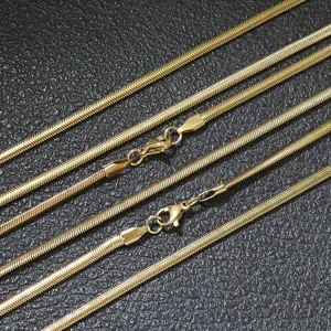 Stainless Steel Flat Snake Chain Necklace Minimalist Herringbone Blade Link Necklace For Men Women Everyday Jewelry