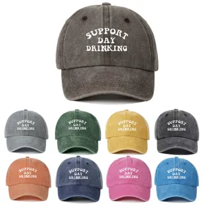Berretto da baseball in cotone lavato con stampa Support Day Drinking in nove colori
