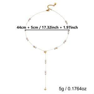 Detailed measurements and weight for the gold octagram star pearl Y-shaped necklace