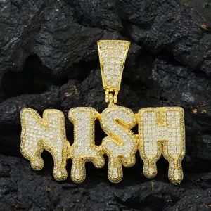 Hip Hop DIY Tropfen Buchstabe Anhänger Halskette Für Herren Damen Zirkonia Eingelegt Legierung Anhänger Mit Edelstahl Kordelkette Schmuck