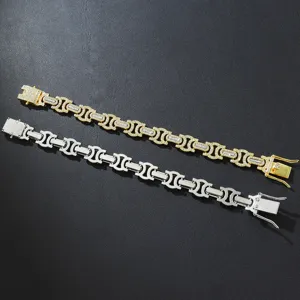Detailansicht von 14mm Iced-Out Hip-Hop Armbändern in Gold- und Silberaustausch