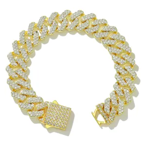 15mm Iced-Out Cuban Link Kette mit Vollbesatz-Zirkonia und Butterfly-Verschluss