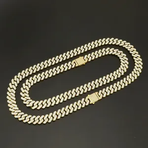 15mm Iced Out Cuban Link Kette mit Kristall-Strass-Details