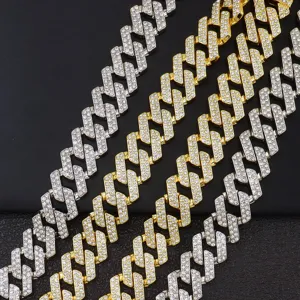 Detailansicht der 20mm Iced Out Hip-Hop-Panzerkette in Gold und Silber