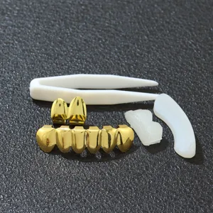 Hip-Hop-Goldzähne-Grillz-Set mit Pinzette und Silikon-Formstäben