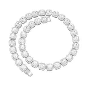 Herren 13mm vereiste quadratische Diamantkette, Luxus Hip-Hop Punk Stil Schmuckstück