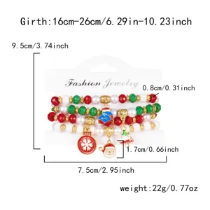 Detail des Weihnachts-Perlenarmband-Sets mit Weihnachtsmann-Anhängern und Maßangaben