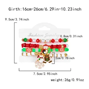 Detailansicht des Weihnachts-Armbandsets mit Maßen und weihnachtlichen Anhängern