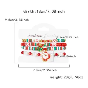 Detailansicht der Maße des weihnachtlichen Perlenarmband-Sets mit Weihnachtsmann.
