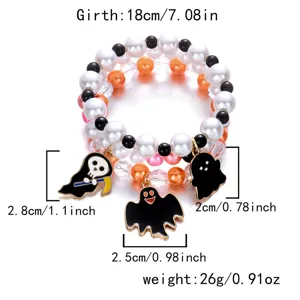 Detaillierte Ansicht des Halloween-Armbandsets mit genauen Größen- und Gewichtsangaben