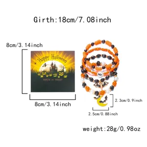 Halloween Mehrschichtiges Perlenarmband-Set mit Maßangaben und Gewichtsangaben