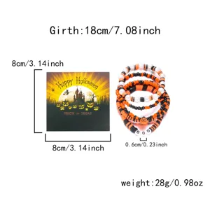 Umfassende Maß- und Gewichtsangaben für das gesamte Halloween-Tonarmband-Set