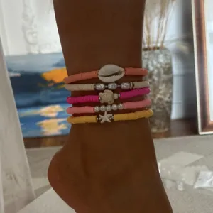 Set Cavigliere Bohemien Colorate in Argilla Heishi per Donna Estate Spiaggia Stella Marina Conchiglia Tartaruga Perline Gioielli Fatti a Mano