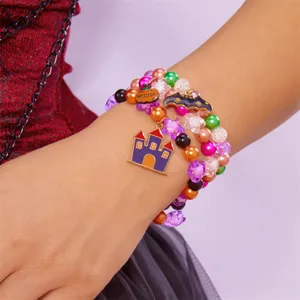 Personalisiertes Farbiges Polymerton Strass Elastisches Armband Set Mehrschichtiger Halloween Weihnachten Schmuck Für Damen Geschenk