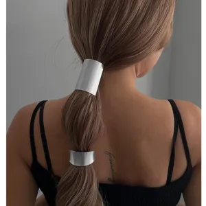 Minimalistisches Haarmanschetten-Set aus Silberlegierung für elegantes Pferdeschwanz-Styling