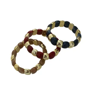 Schicke bunte Harzperlenarmbänder mit Vintage-Goldperlen und elastischem, stapelbarem Design