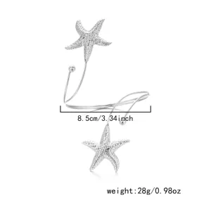 Bracciale da braccio a stella marina argento regolabile con misura 8,5 cm e peso 28 g.