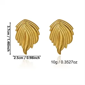 Detailed product dimensions and weight for these gold leaf textured stud earrings