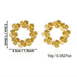 Detailed view of vintage gold flower wreath earrings showing exact size and weight