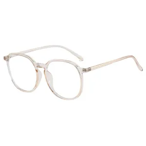 Retro oversized TR90 anti-blue light blocking glasses with a stylish transparent frame