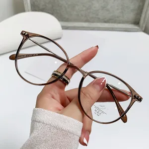 Women Retro Round Blue Light Blocking Glasses Ultra Light PC Frame Optical Eyeglasses For Square Round Face Anti-UV Eye Protection