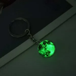 Luminous universe planet keychain with glowing glass ball pendant for keys and bags.
