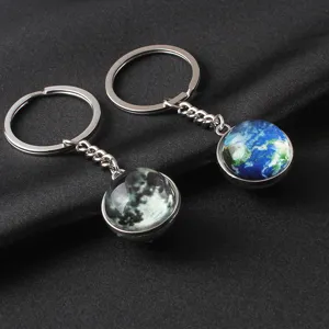 Luminous universe planet keychain double-sided glass globe hanging ornament pendant accessory